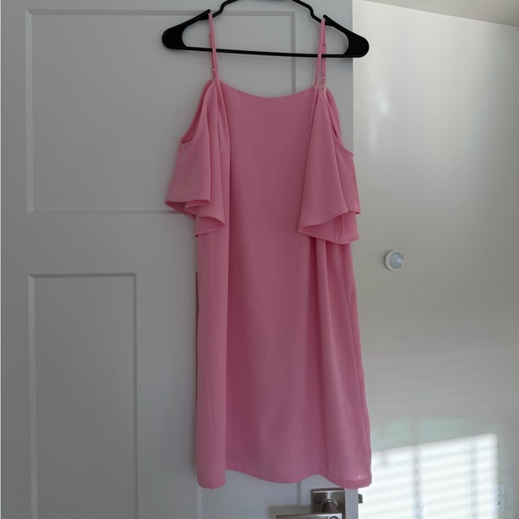 Jade Dresses & Skirts - Jade Light Pink Ruffle Cold-Shoulder Slip Dress